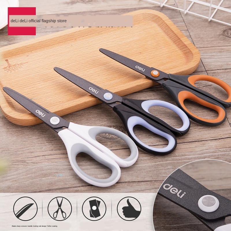 Tijeras con recubrimiento de teflón, tijeras de aleación de acero inoxidable, tijeras de arte para oficina, cinta antiadherente, tijera doméstica