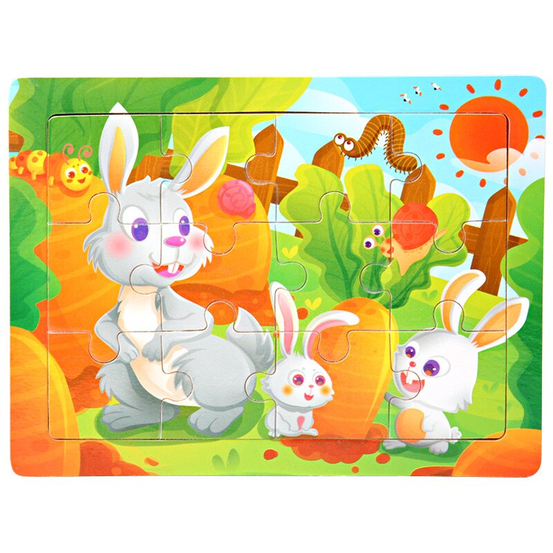 15*11cm 12pcs Wood Puzzle Kids Educational Toys Cartoon Animal/Traffic 3dD Wooden Puzzle Jigsaw Toys For Children: Burgundy