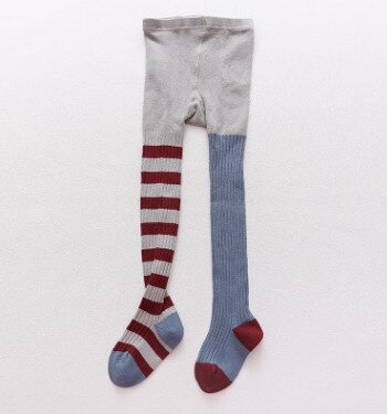Pantimedias a rayas para niñas pequeñas, mallas de algodón de , pantalones tejidos, ropa de 1 a 8 años, primavera y otoño: Gris / M(height 90-100cm)