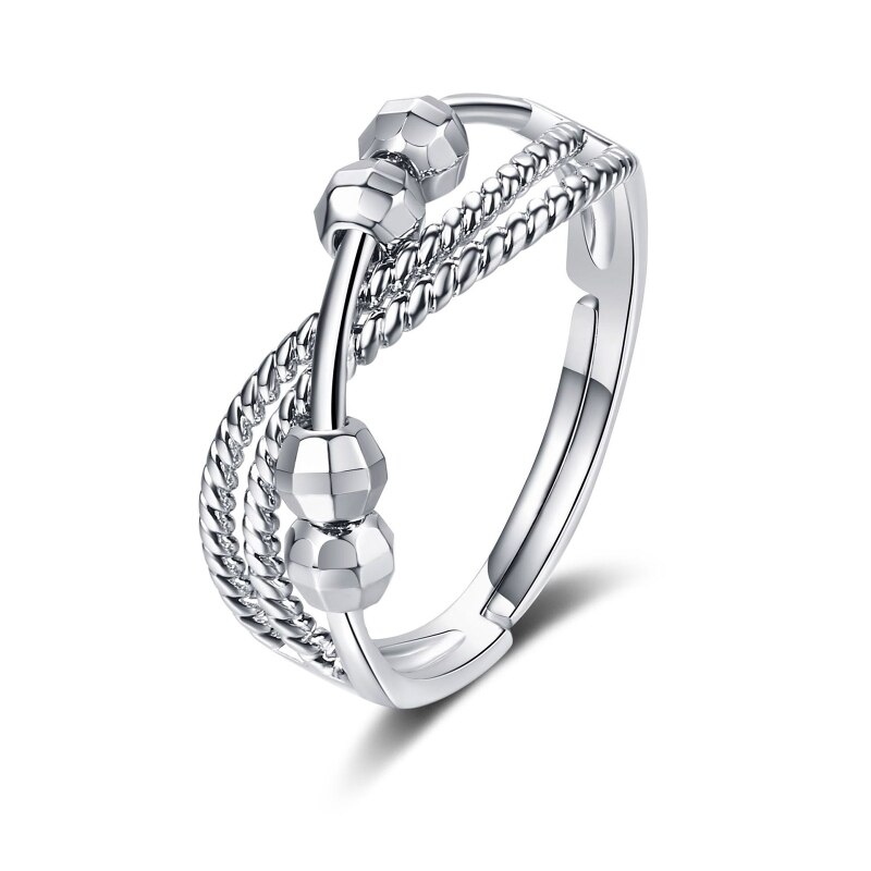 Angst ring kvinder mænd runner fidget angst ring med perle bekymring stress relief smykker justerbar stable ring: D2-8.7mm