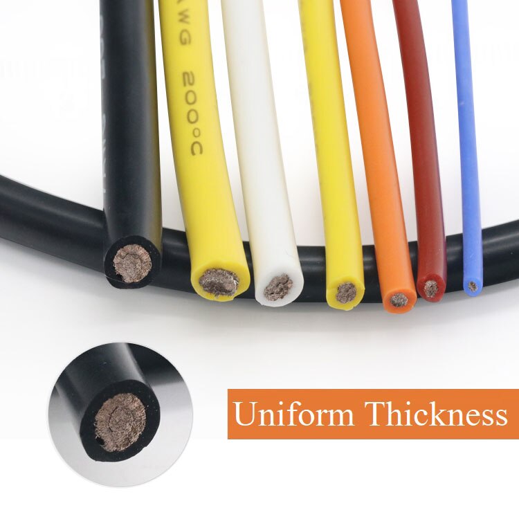 17AWG Silicone Gel Rubber Wire OD 2.7mm Flexible Cable High Temperature Insulated Copper Ultra Soft Electron DIY Line Colorful