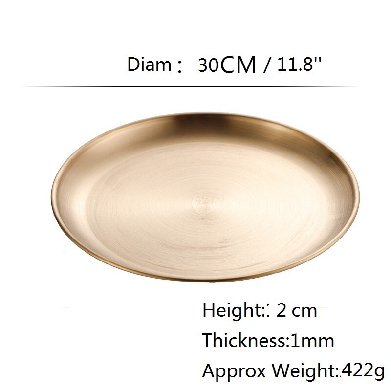 4 stücke Weihnachten Geschirr Gold überzogene Runde Gerichte Rabatt Nachtisch Obst Platte edelstahl Geschirr Salat Brot Snack Utensil