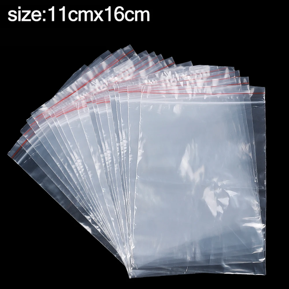 200/100Pcs Multi-Size Object Storage Bag Food Sealing Bag Resealable Transparent Plastic Bag Reclosable Vacuum Fresh Organizer: XL / Burgundy