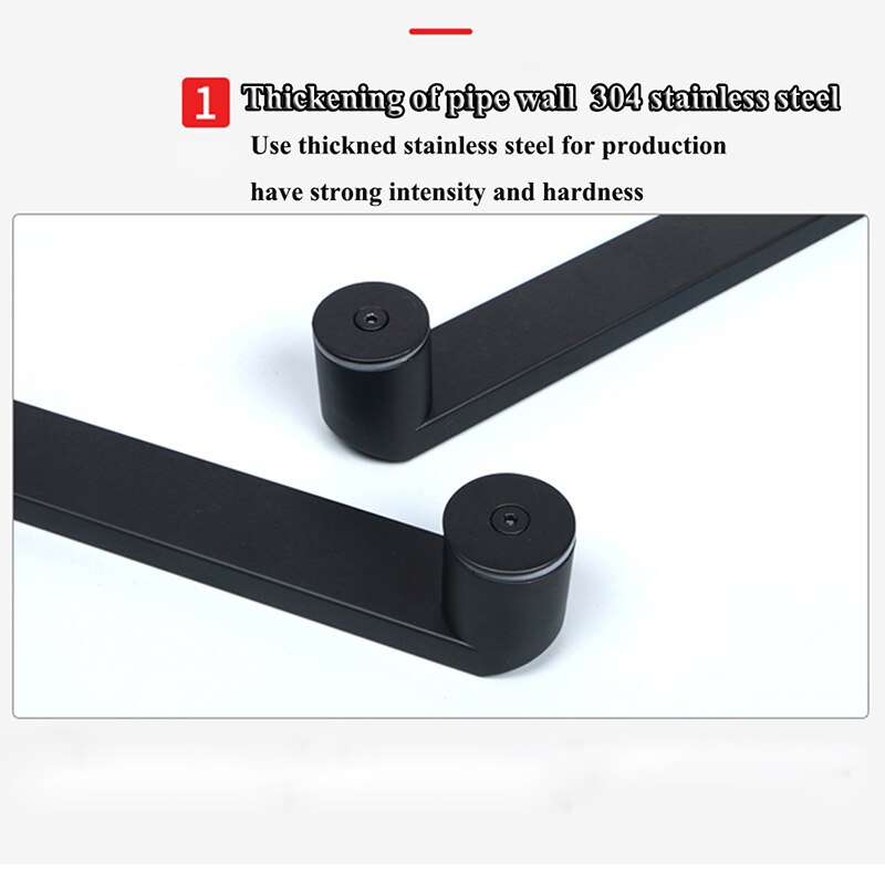 Glass door handle of bathroom glass door handle of black shower room 304 stainless steel