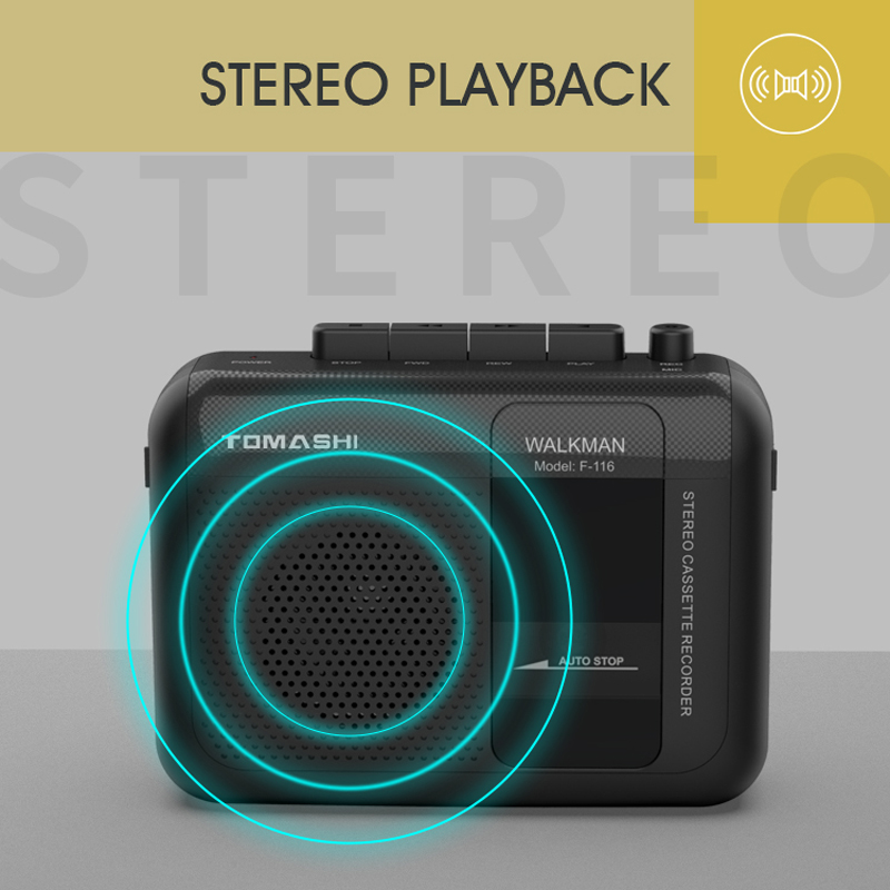 TOMASHI F-116 Portable Stereo Cassette Player Tape Recorder Walkman with Microphone,Headphone Jack