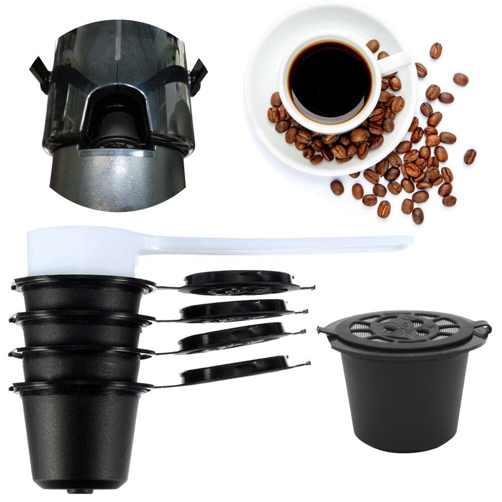 Cápsulas de café reutilizables recargables para máquinas Nespresso, cuchara, cápsula, taza para máquinas Nespresso, para amantes del café, 4 Uds., n. ° 40