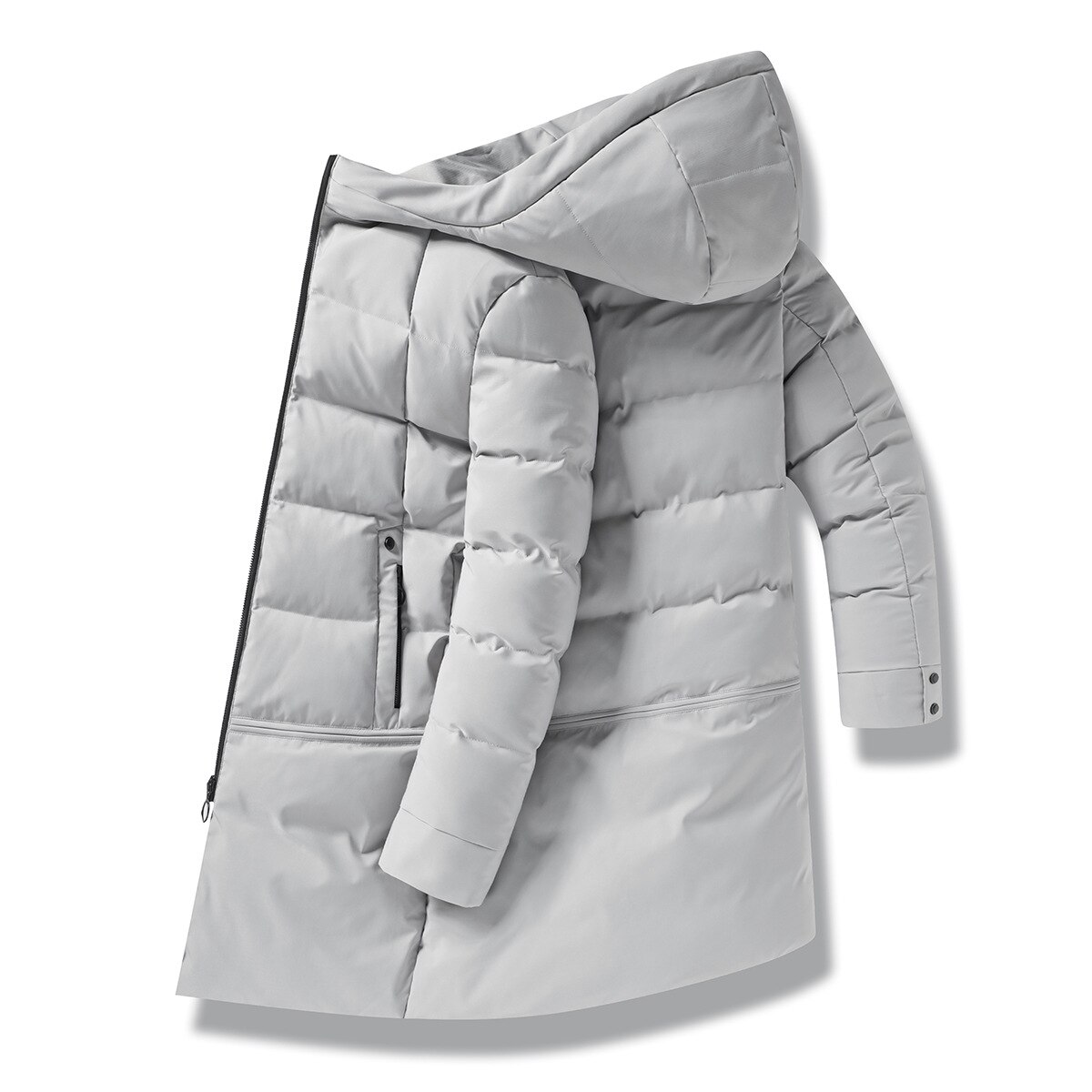 Vinterjakke menn parkas kåpe tykk varme parkas hette holde varmen lang overjakke avslappet løs snø jakke jakke pluss størrelse m-xxxxl: Grå / L