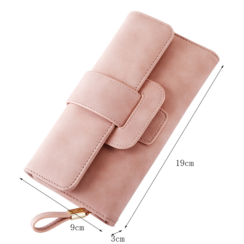 Casual Long Wallet Women Purse Card Holder Clutch Cell Phone Wallet Ladies Retro Matte Leather Hasp Coin Purse Carteira Feminina