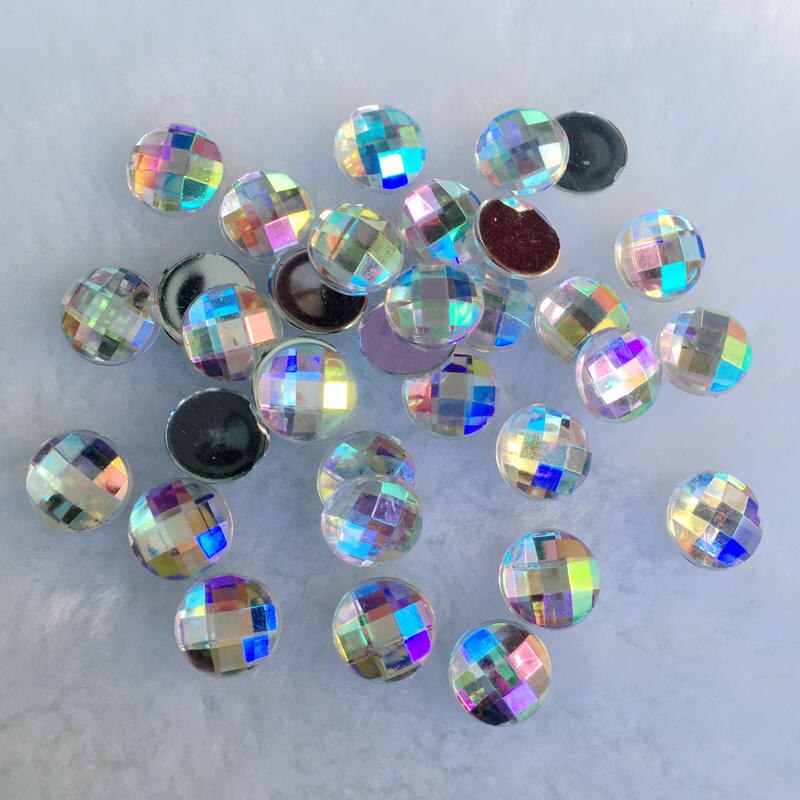 40Pcs 10Mm Ab Kleur Ronde Strass Acryl Plaksteen Strass Kristal Stenen Voor Sieraden Ambachten Kleding Decoraties