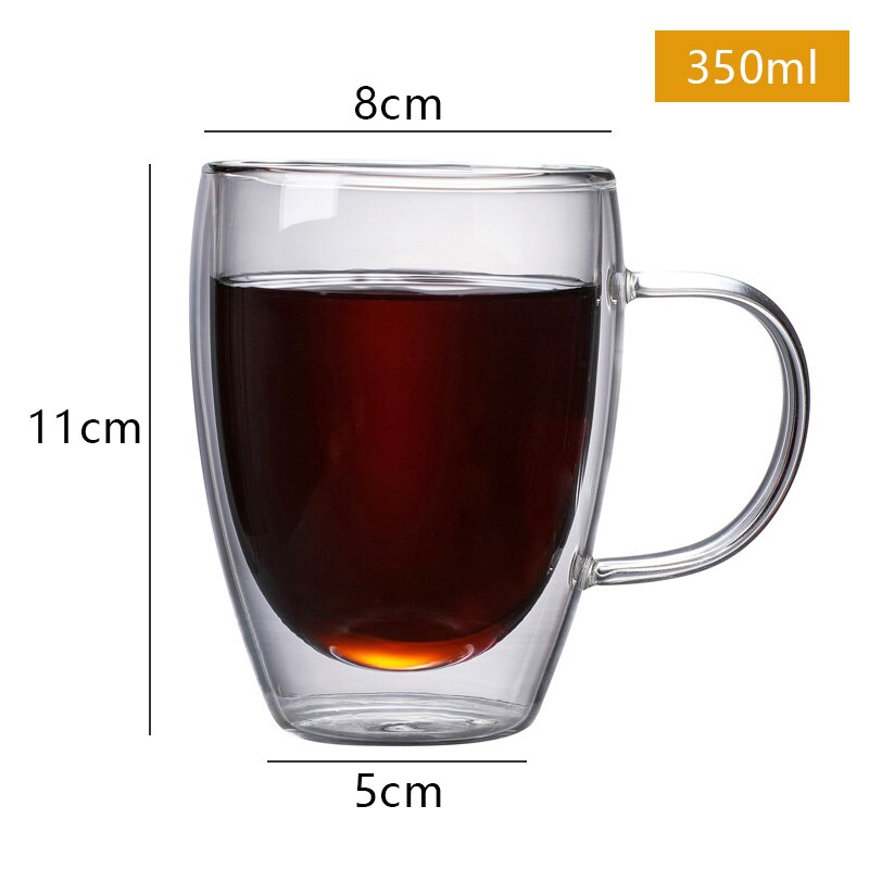 Heat Resistant Double Wall Glass Cup Coffee Mug Double Layer Reusable Carafe For Juice Milk Tea Beer Wine Beverage Latte Dessert: 350ML CB276-D