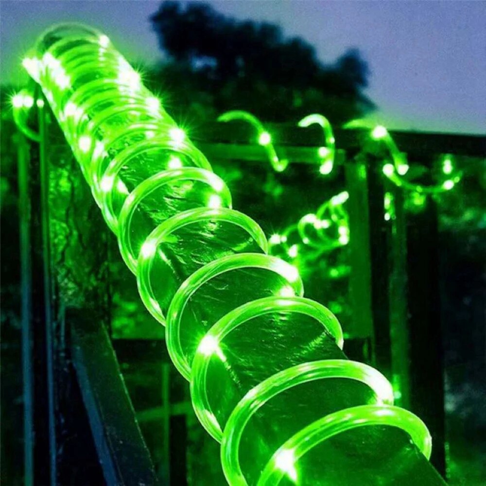 Solar Rope Lights Solar LED Light Path Deck Outdoor Garden Solar String Lights Waterproof Outdoor Lighting Strips 8 Light Modes: green / 20W