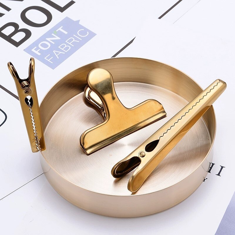 Scandinavische Stijl Retro Opbergvak Goud Verdikte Koperen Plaat Ronde Metalen Gerecht Sieraden Comstics Opslag Decoratieve Ornament