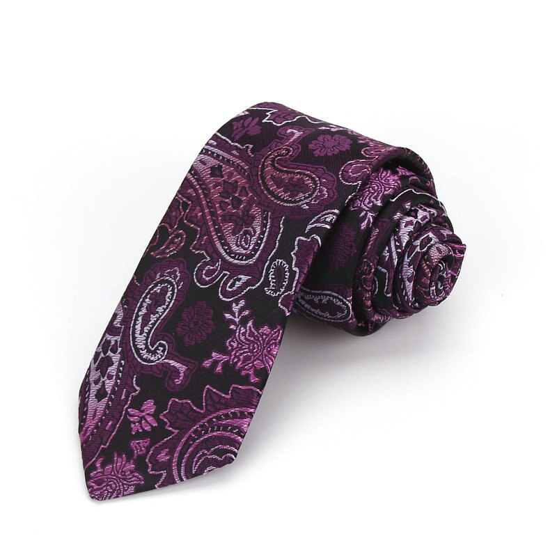 Cravate en Paisley tissé Jacquard pour hommes | Cravates étroites à la 6cm, classique, costume de mariage formel, cravate de cou