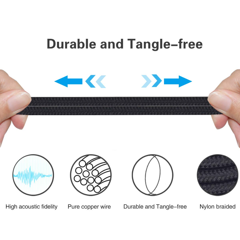 Cable de extensión trenzado de nailon de repuesto OFC de 6,35mm para auriculares Takstar Pro82 Pro 82
