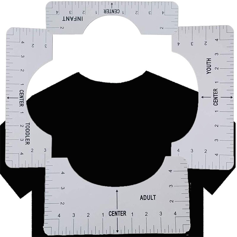 4PCS/SET Tshirt Ruler Acrylic T-Shirt Ruler Guide To Center Designs for Vinyl HTV Alignment Tool