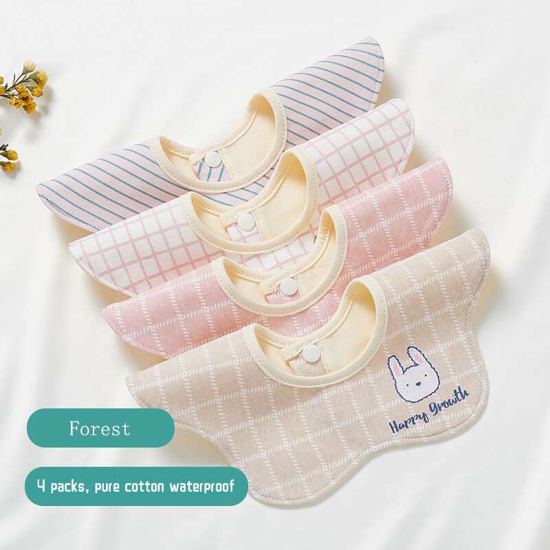 4 Stuks Cartoon Print Baby Slabbetjes Katoen Zacht Zuigeling Bandana Kwijlen Slabbetjes Waterdicht 360 Graden Rotatie Voeden Burp Doeken Baby goederen: 8