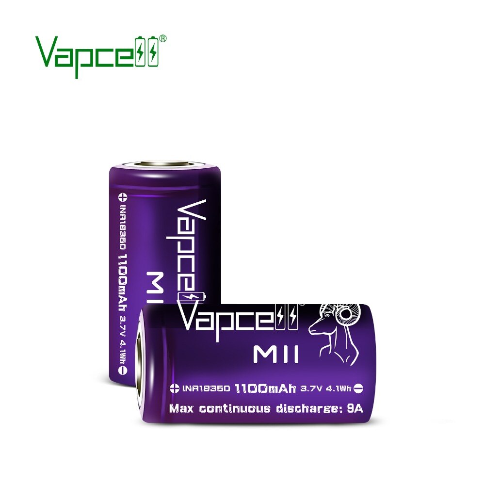 Vapcell li ion batteri 18350 1100 mah 9a 3.7v genopladeligt litiumbatteri til lommelygte/ elektrisk værktøj