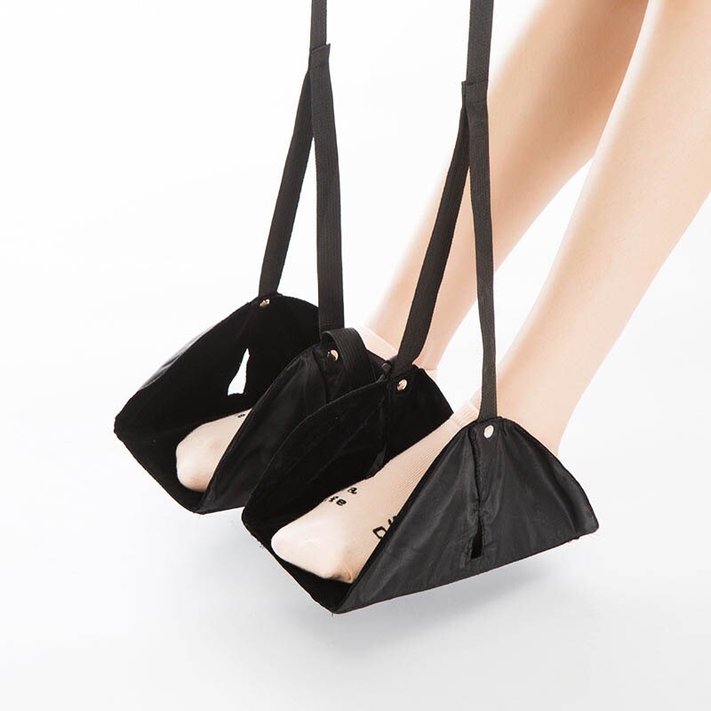 Outdoor Portable Footrest Polyester Flight Foot Rest Pillows Travel Airplane Leg Hammock Relieve Feet Swelling Footrest: double black