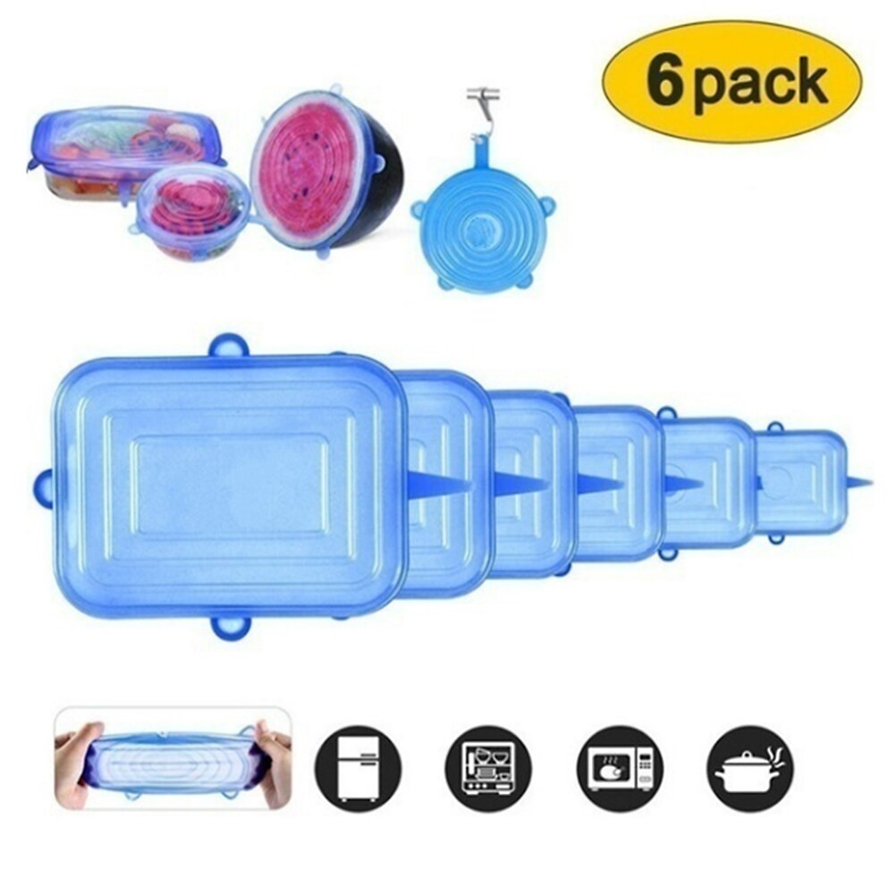 Set de couvercles réutilisables universels, 6/12 pièces, protection alimentaire en silicone, capuchon pour nourriture lavable, pour la cuisine: C