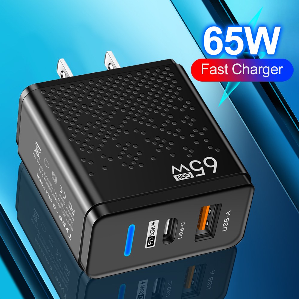 65W GaN Charger EU US Plug Adapter Laptop Fast Charging For iPhone USB Type C Quick Charger Mobile Phone USB Charger