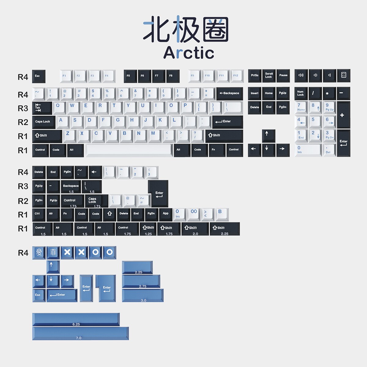 171 Keys DOUBLE SHOT Cherry Profile GMK Olivia/8008/Merlin/Arctic Keycap For GMMK pro NJ68 Mechanical Gaming Keyboard: Arctic Keycap