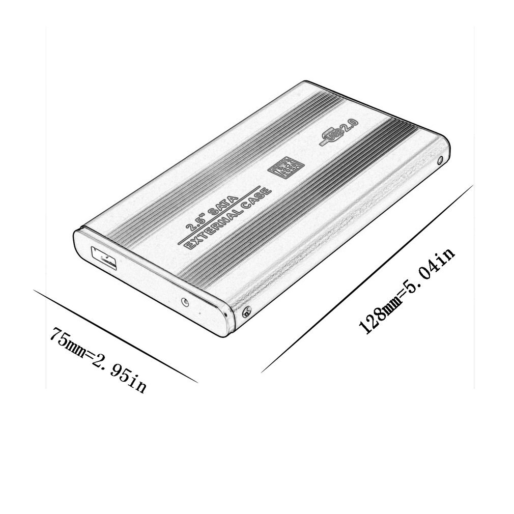 1 stücke USB 2,0 2,5 Zoll Stoßfest USB 2,0 Aluminium Externe Speicher SATA Festplatte HDD Gehäuse Box Fall