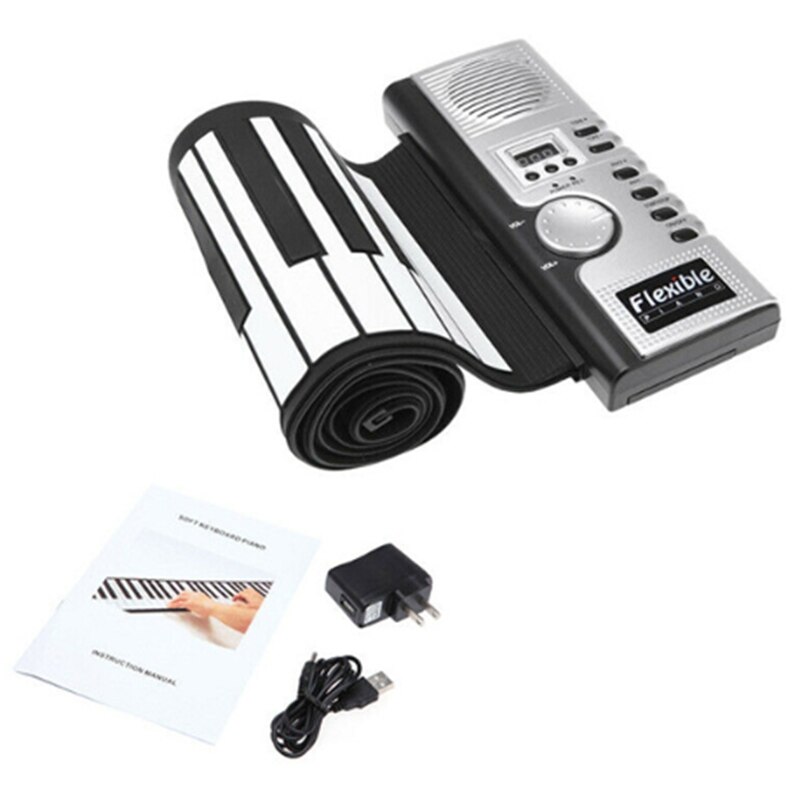 Portable 61 Keys Smart Folding Piano Silicone Hand-Rolled Electronic Pianos Beginner Instrument