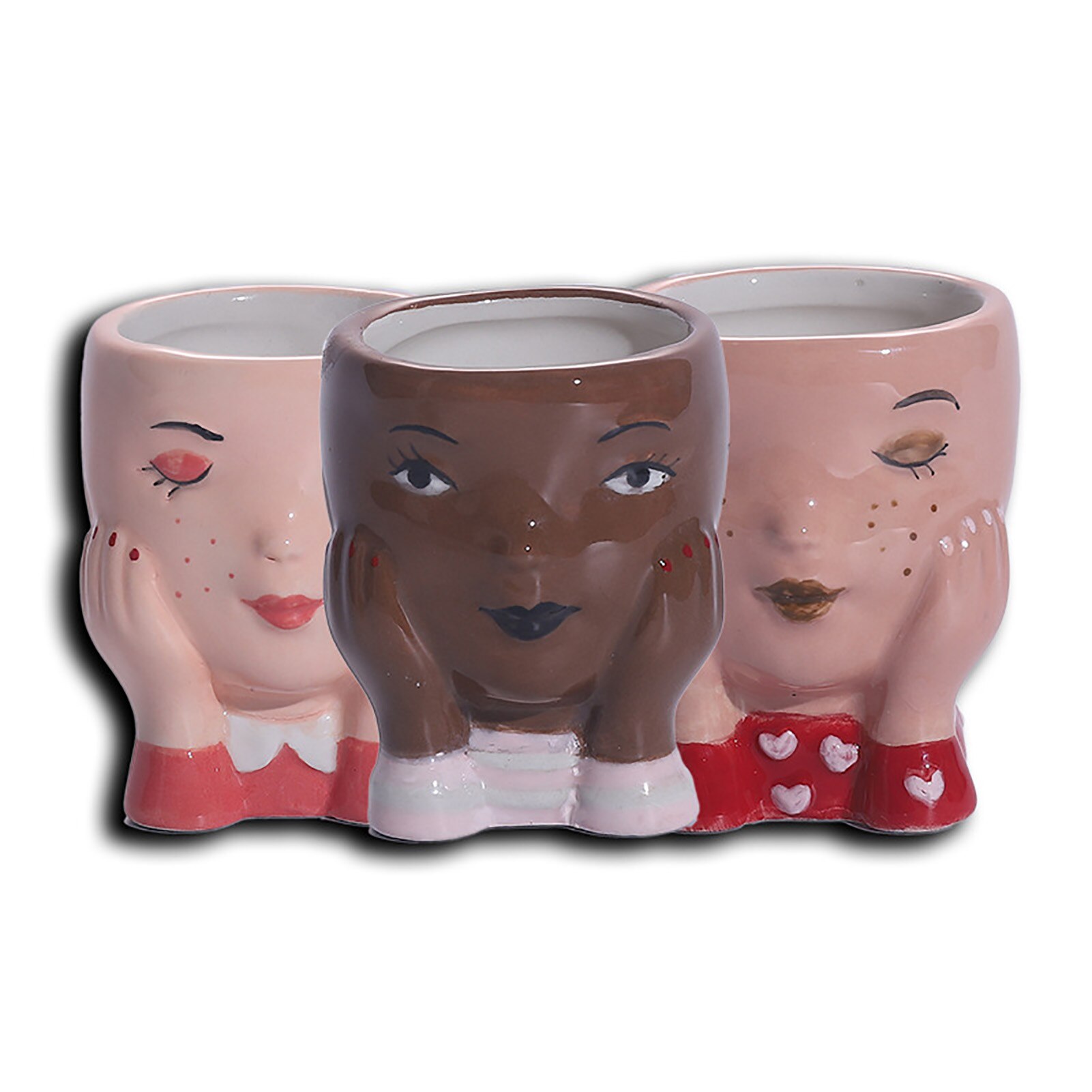 Vaso decoração para casa vasos estéticos decoração do quarto escultura cerâmica bonito menina blush vaso de flores jardim decoração de escritório em casa 3pcs: Default Title