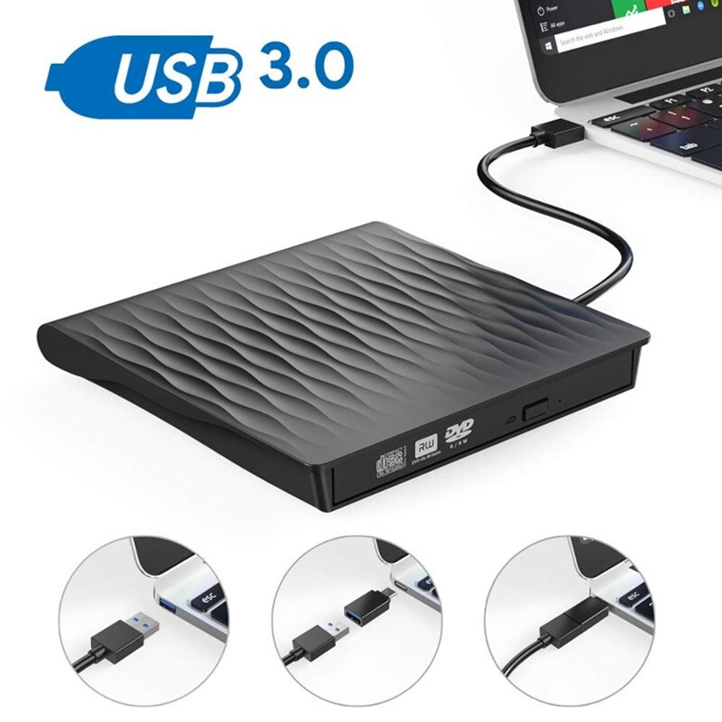 Usb 3.0 dvd drev ekstern cd/dvd rw brænder writer plug & play cd rom afspiller til bærbar computer pc macbook