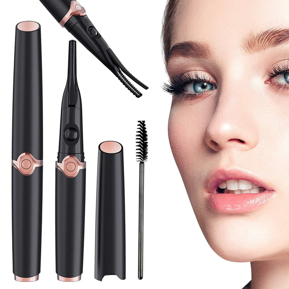 Rizador de pestañas 2 en 1 con calefacción de doble cara, rizador de pestañas eléctrico recargable con 3 engranajes, herramientas de maquillaje de belleza de ojos