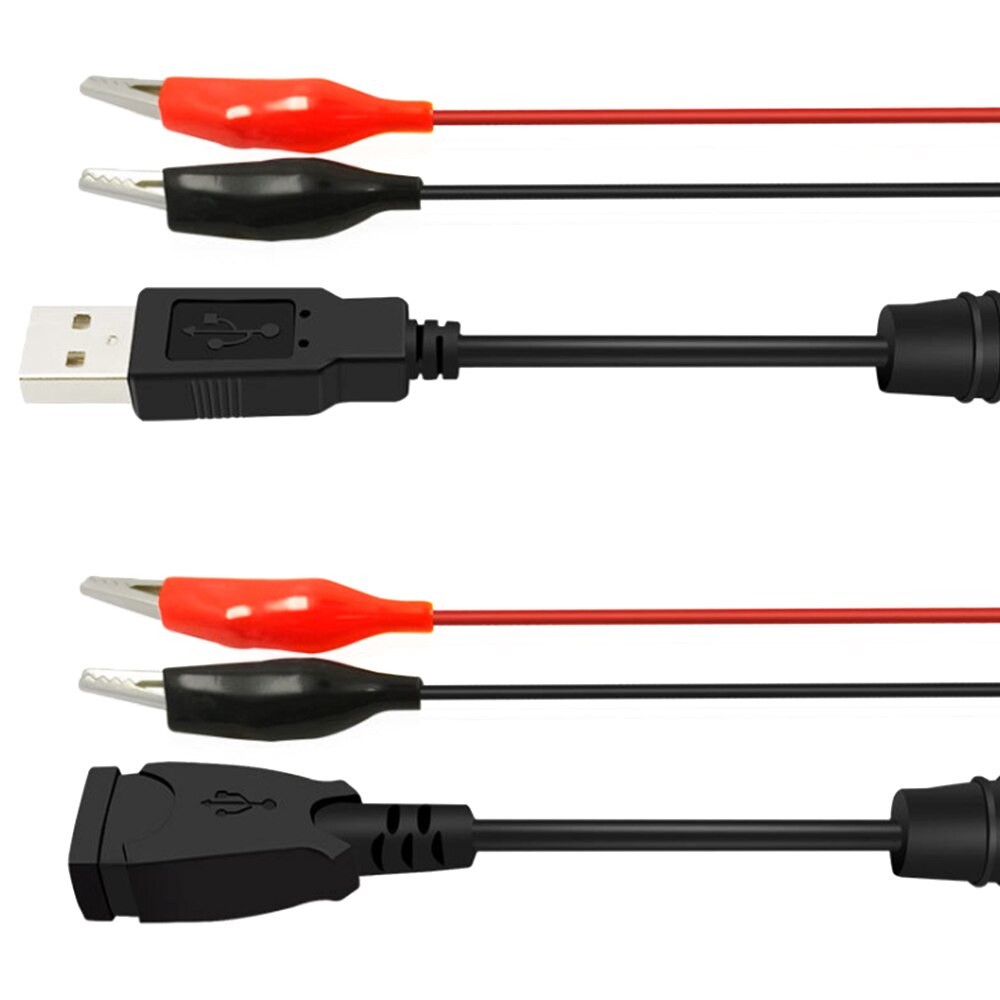 1Pair Male Female USB Alligator Clips Testing Wire to Battery Lithium battery Voltmeter Ammeter Tester