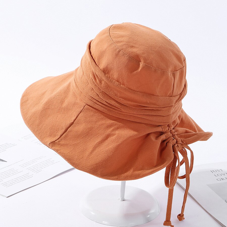 Cokk Zomer Hoed Vrouwen Emmer Hoed Cap Zon Uv-bescherming Effen Kleur Katoen Opvouwbare Zon Hoeden Voor Vrouwen Dames Hoeden gorro Gorras: orange