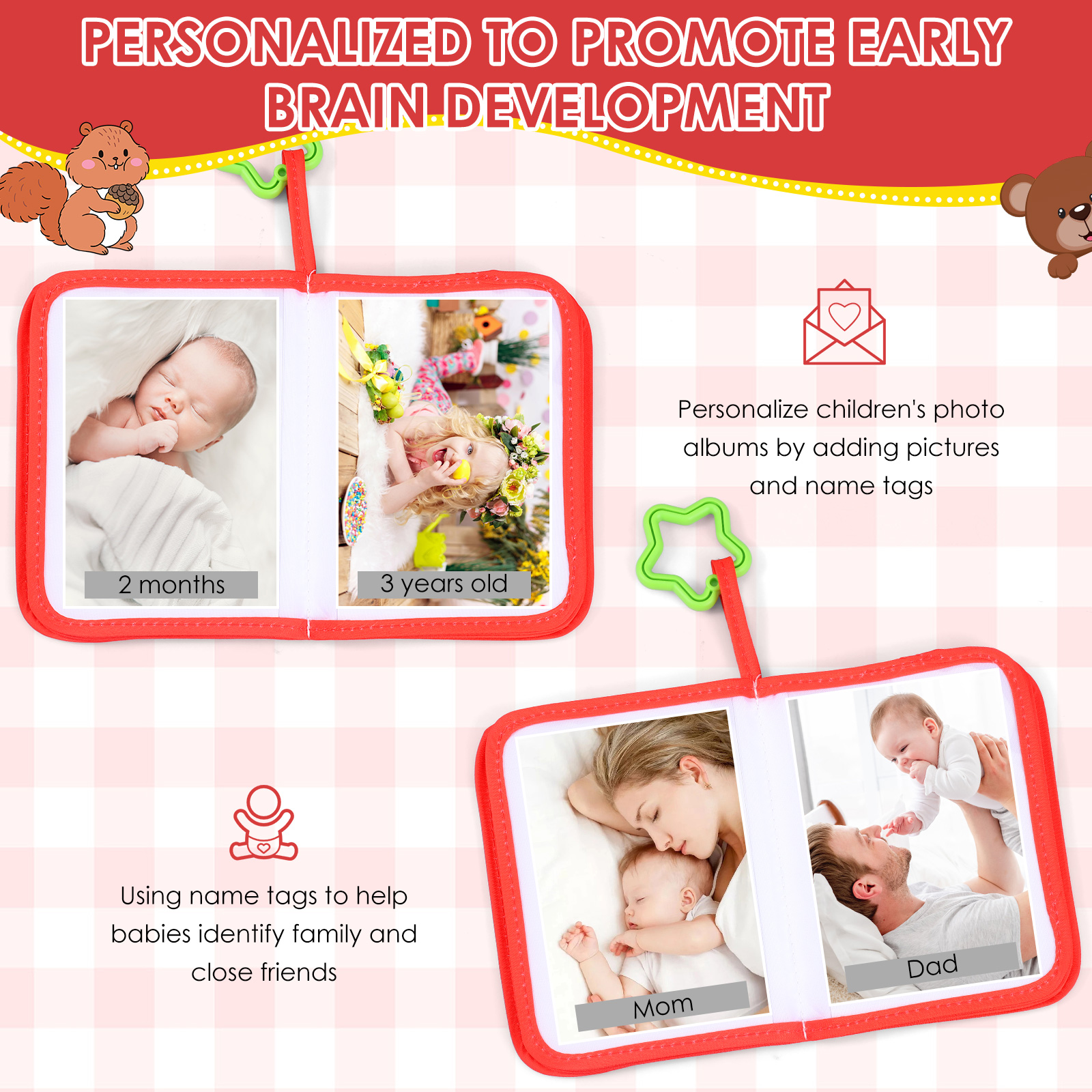 Le premier album photo du bébé aide significative à la croissance Album de mémoire pour bébé grand livre de photos pour -né en toute sécurité pour votre enfant petit