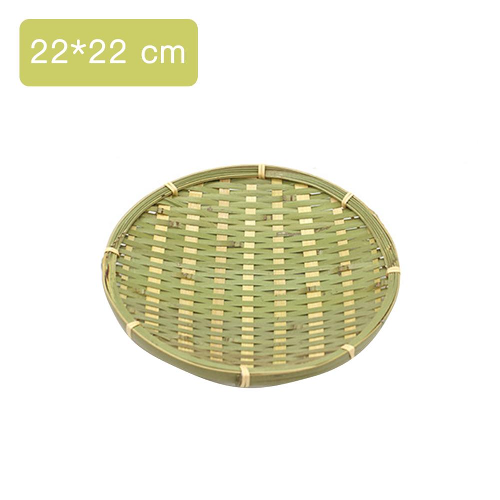 Bambou tressé assiette bambou tamis Snack plat Fruits stockage panier Fruits secs assiettes bol plat plat vaisselle petit déjeuner plateau
