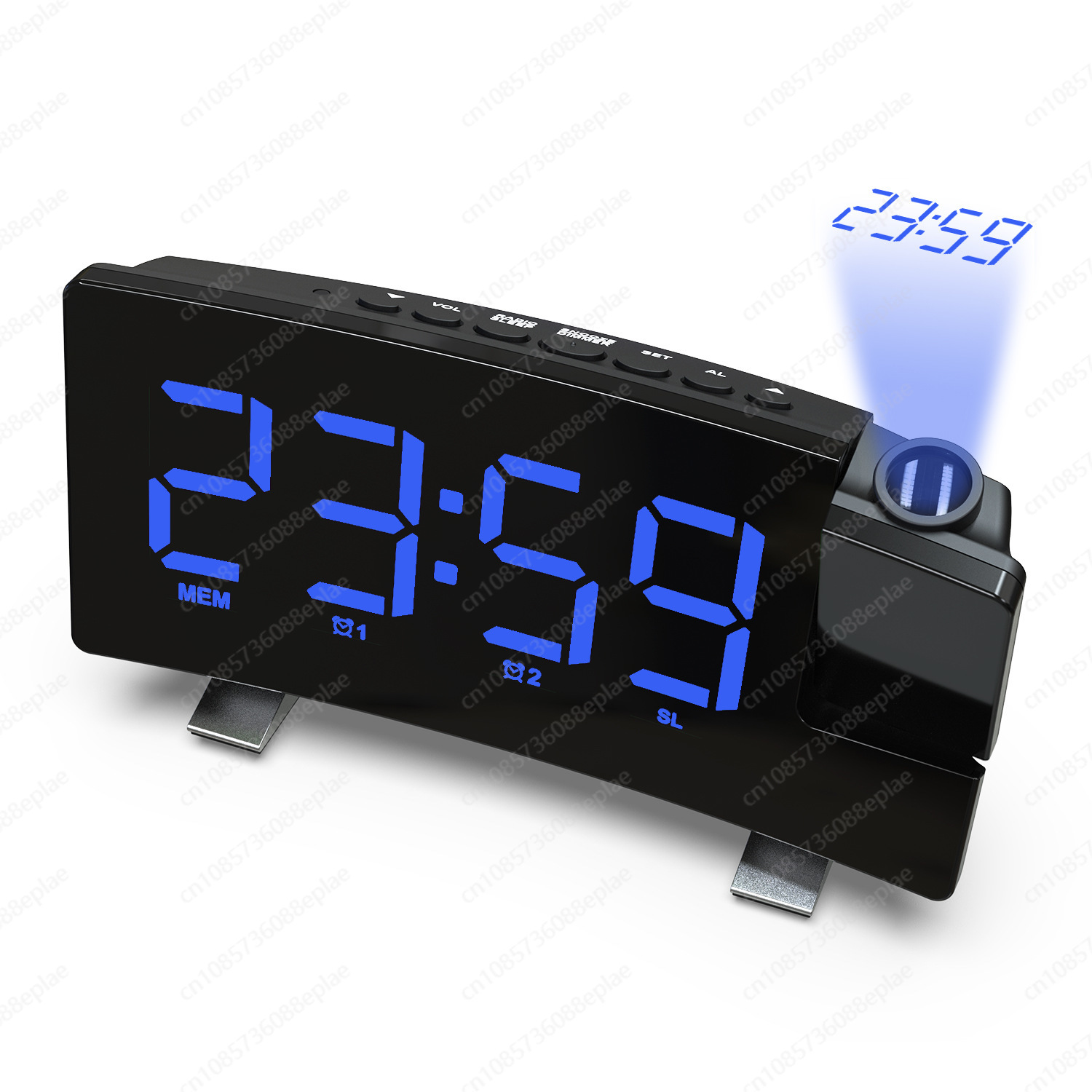 Alarm Clock Projection LED Display Electronic Digital Desk Alarm Clock Sleep Timer: GRAY