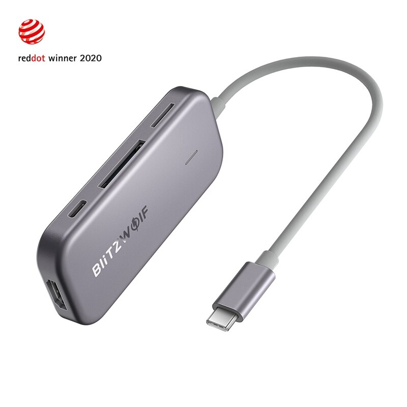 BlitzWolf BW-TH5 7 in 1 USB C Data Hub 3-Port USB 3.0 TF Card Reader PD Charging 4K HDMI Display for MacBooks for iPad Laptop