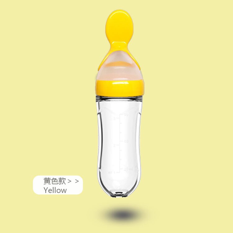 2018 nye sikkerheds silikone babyflaske med ske kosttilskud ris kornflasker presseske mælkefodringsflaske kop: 5