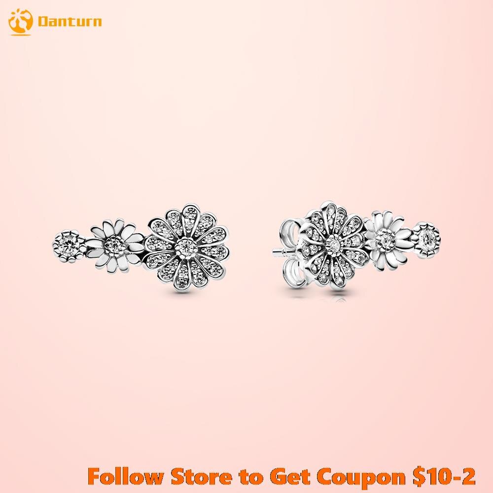 SLUYNZ 925 sterling zilver witte bloem oorbellen voor dames meisjes madeliefjes bloem hangende oorbellen zomer lente, Small, Sterling zilver, Geen edelsteen