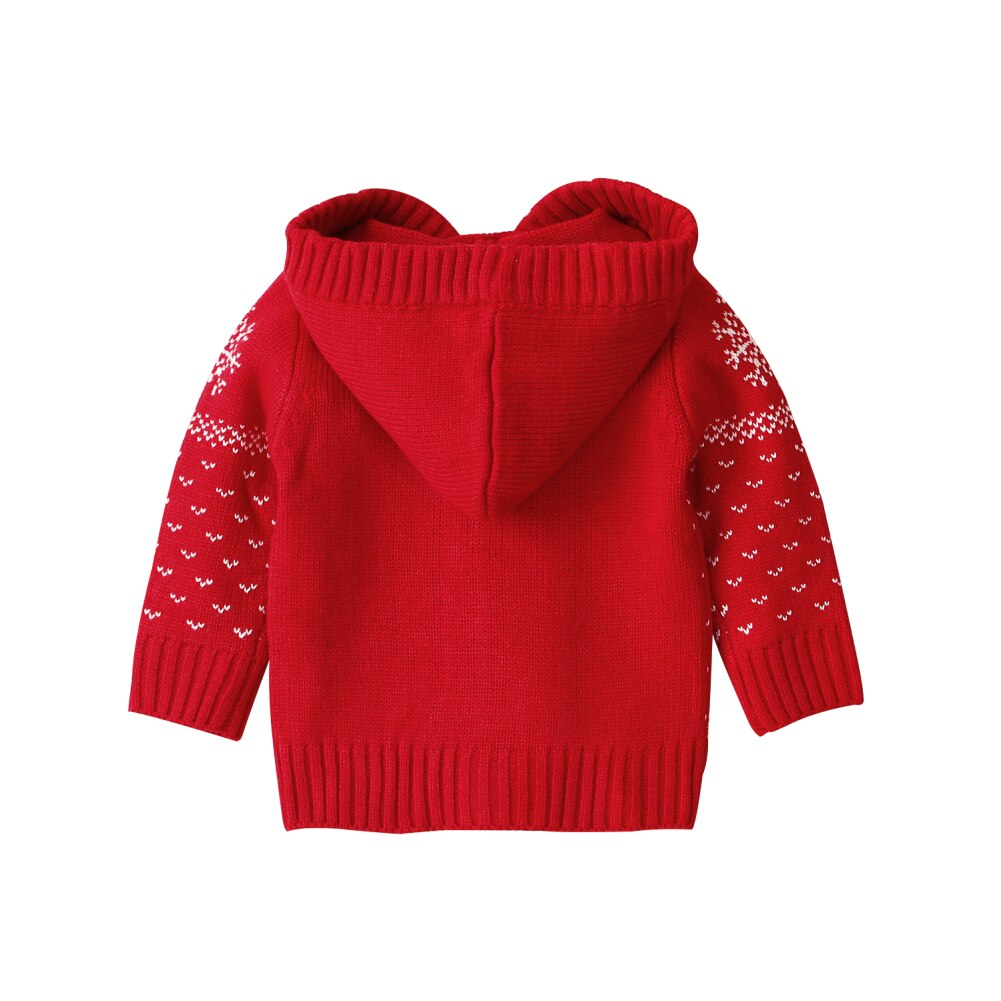 0-18m baby piger cardigan hætteklædte sweater juletøj børn strikket hjortefrakke knap langærmet tøj drenge top