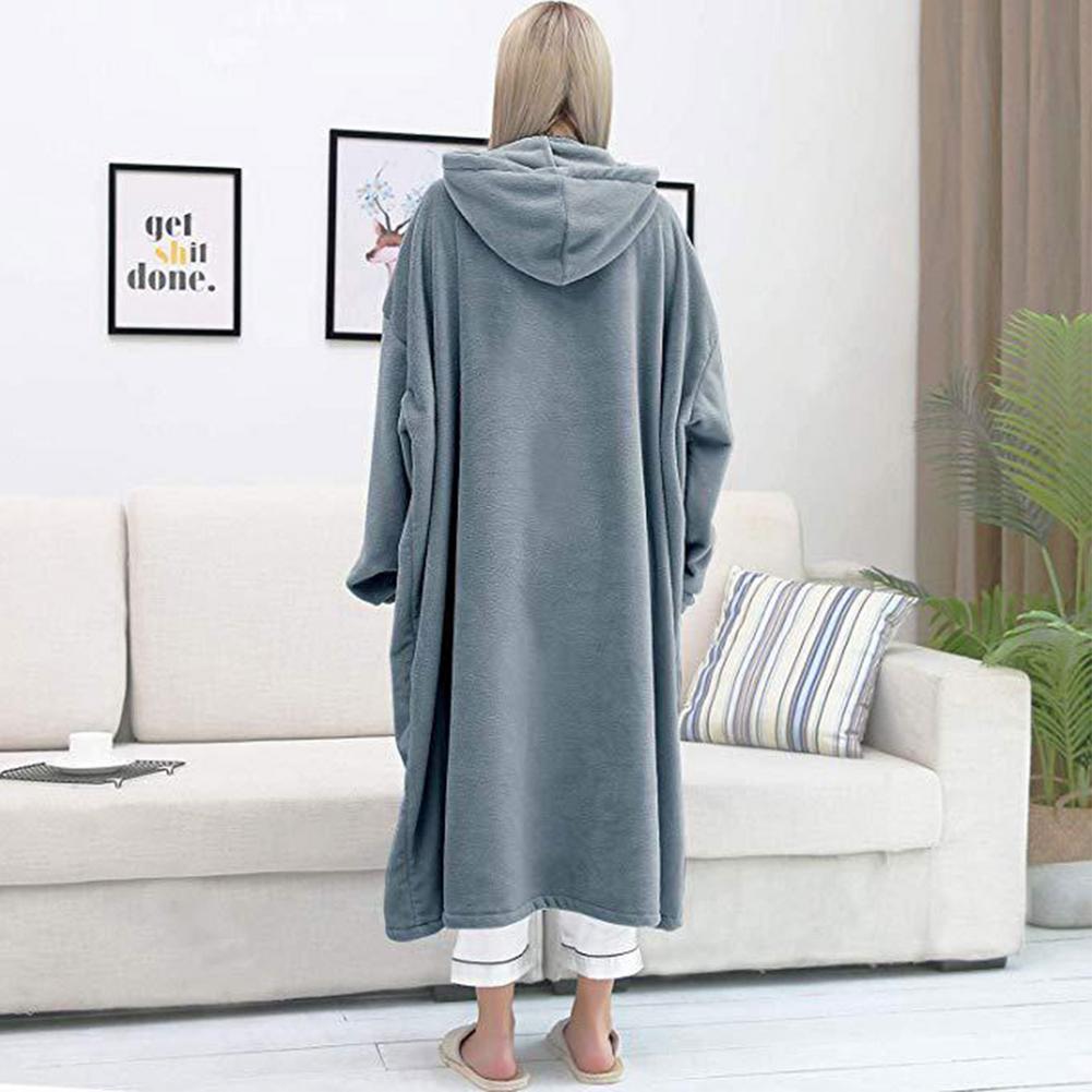Flannel thickened warmth can wear blanket big hoodie household kangaroo pocket long sweatshirt