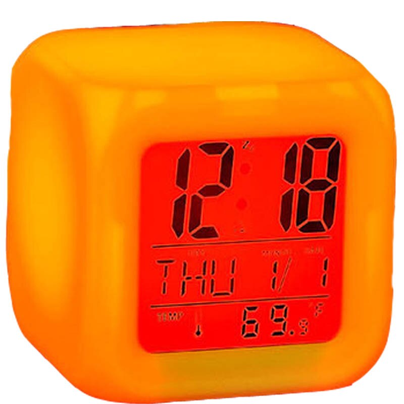 Led alarm colock 7 farver skiftende digital skrivebordsgadget digital alarm termometer natglødende terning led ur hjem