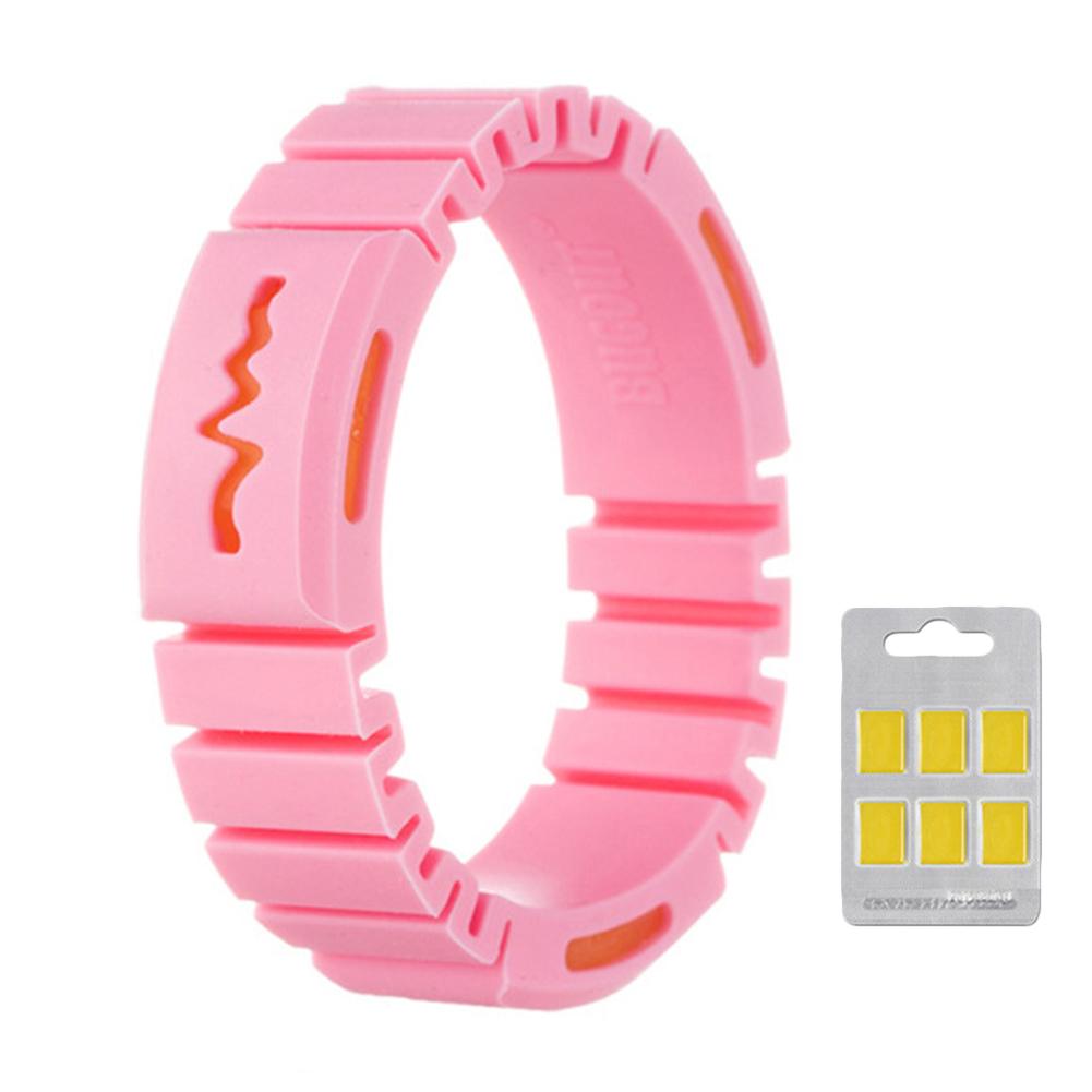 Muggen Armband Met 6 Stuks Muggen Chips Veilig Waterdichte Muggenmelk Polsband Voor Thuis Outdoor Gebruik: Pink