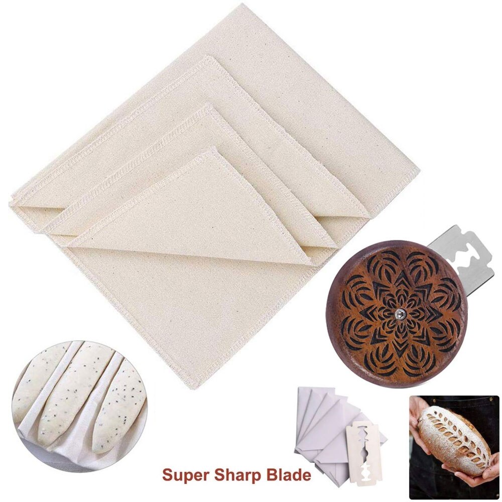 Bread Lame Set Hand Crafted with Cotton Pastry Bakers Dough Proofing Couche for Dough Scoring Slashing Tools Baking Bread Tools