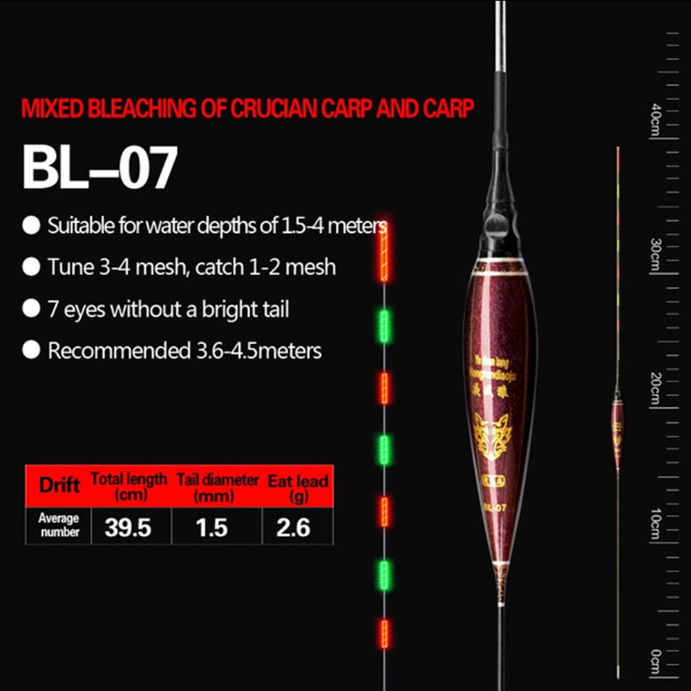 Fishing Float With Button Battery Night Luminous Light Stick Long Tail Electronic Buoy Strike LED Indicator Slip Drift Tube: BL-07