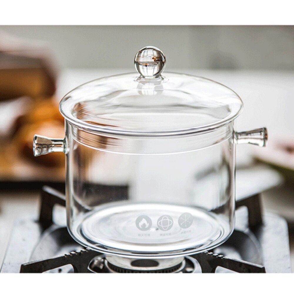 Heat Resistant Soup Pot Glass Cooking Pot Transparent Stew Pot Pan Instant Noodle Pot Noodles Bowls for Home Kitchen Restaurant