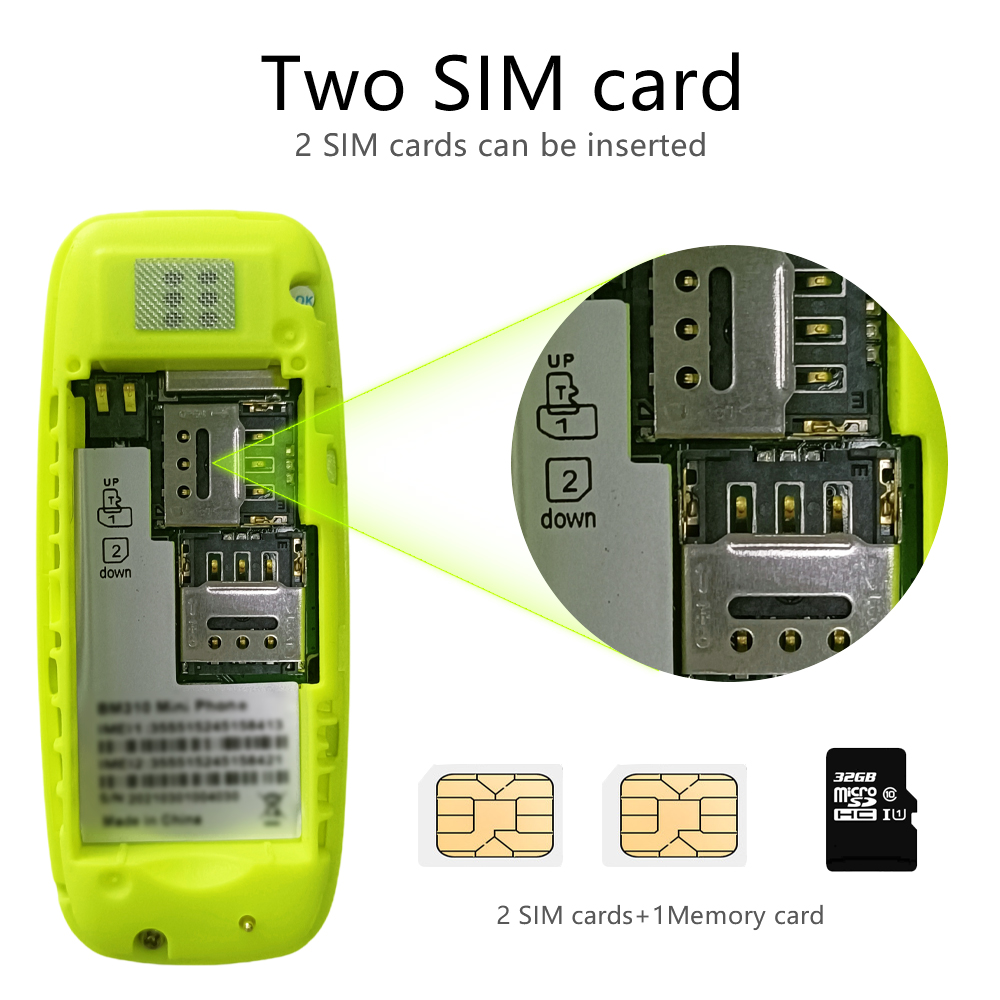 BM310 Piccoli telefoni cellulari Auricolare Bluetooth sbloccato Telefono Registrazione automatica delle chiamate a bassa radiazione Doppio telefono cellulare piccolo SIM