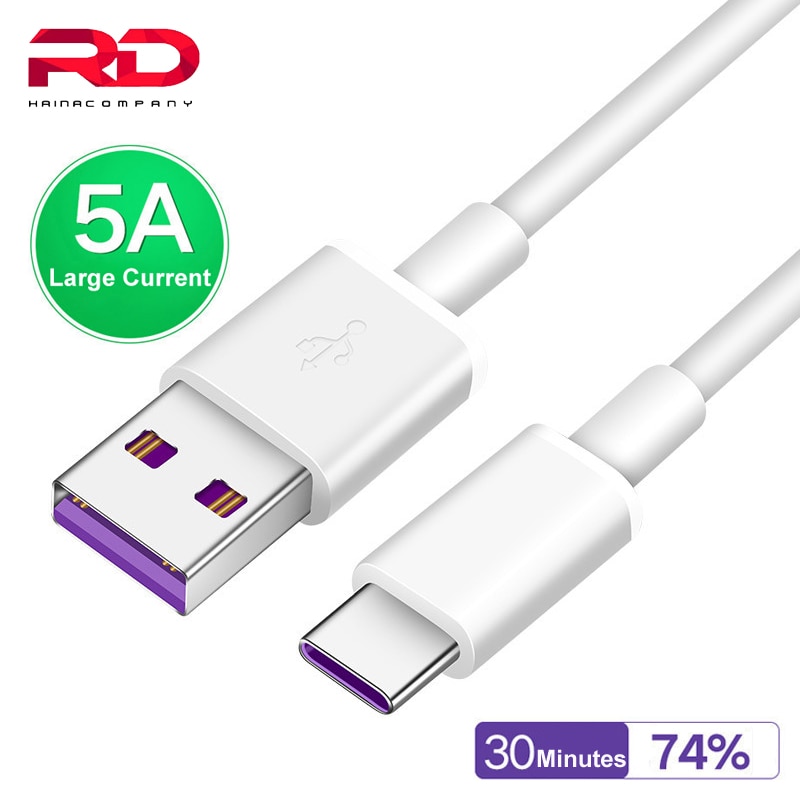 Type-C Supercharge charging USB Cable for Huawei P30 P20 Pro P10 Mate 20 10 9 Fast Charging USB-C Charger cable