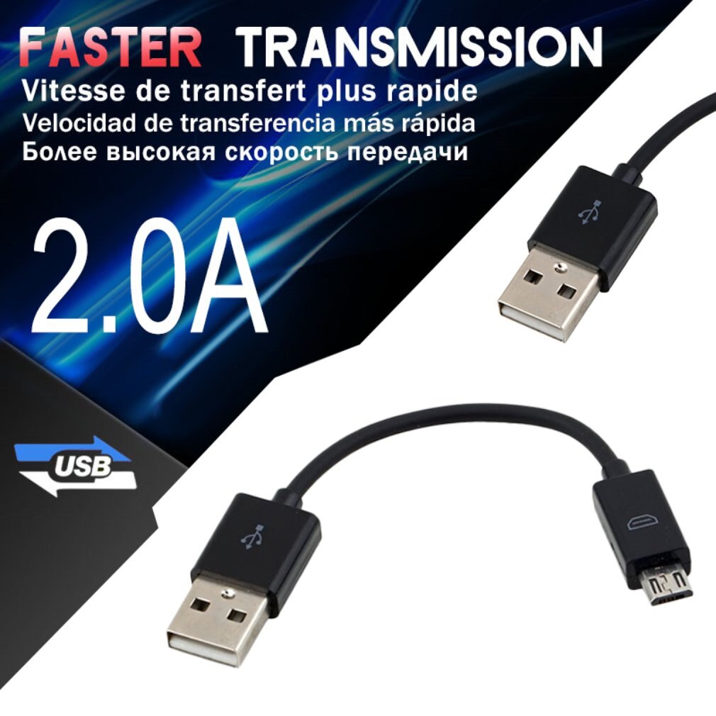 10Cm Usb 2.0 A Naar Micro B Data Sync Charge Cable Cord Voor Cellphone Pc Laptop Male Naar mannelijke Kabel Universele