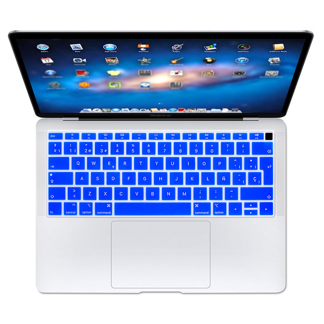 Spaans Eu Teclado Keyboard Protector Cover Beschermende Huid Voor Apple Macbook Air 13 13.3 Inch A1932 Touch id: Dark Blue