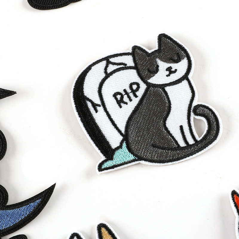 Crâne Patch chat Punk Rock brodé avec fer à coudre pour vêtements concepteur Ropa thermoadhésif Parche Mochila Naszywki veste